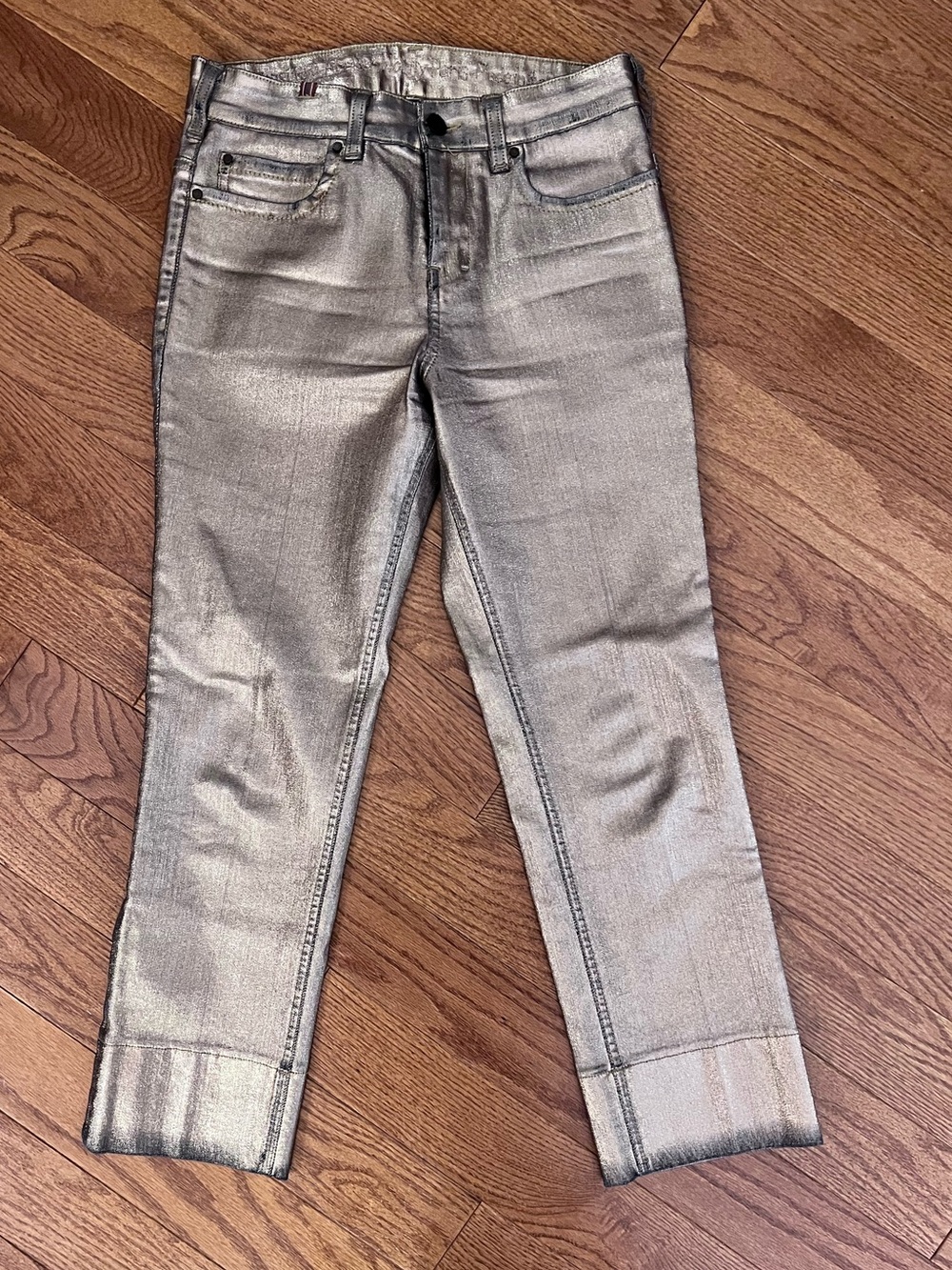 Atelier Notify Paris Coated Metallic Gold Women's Jeans - Cropped Denim